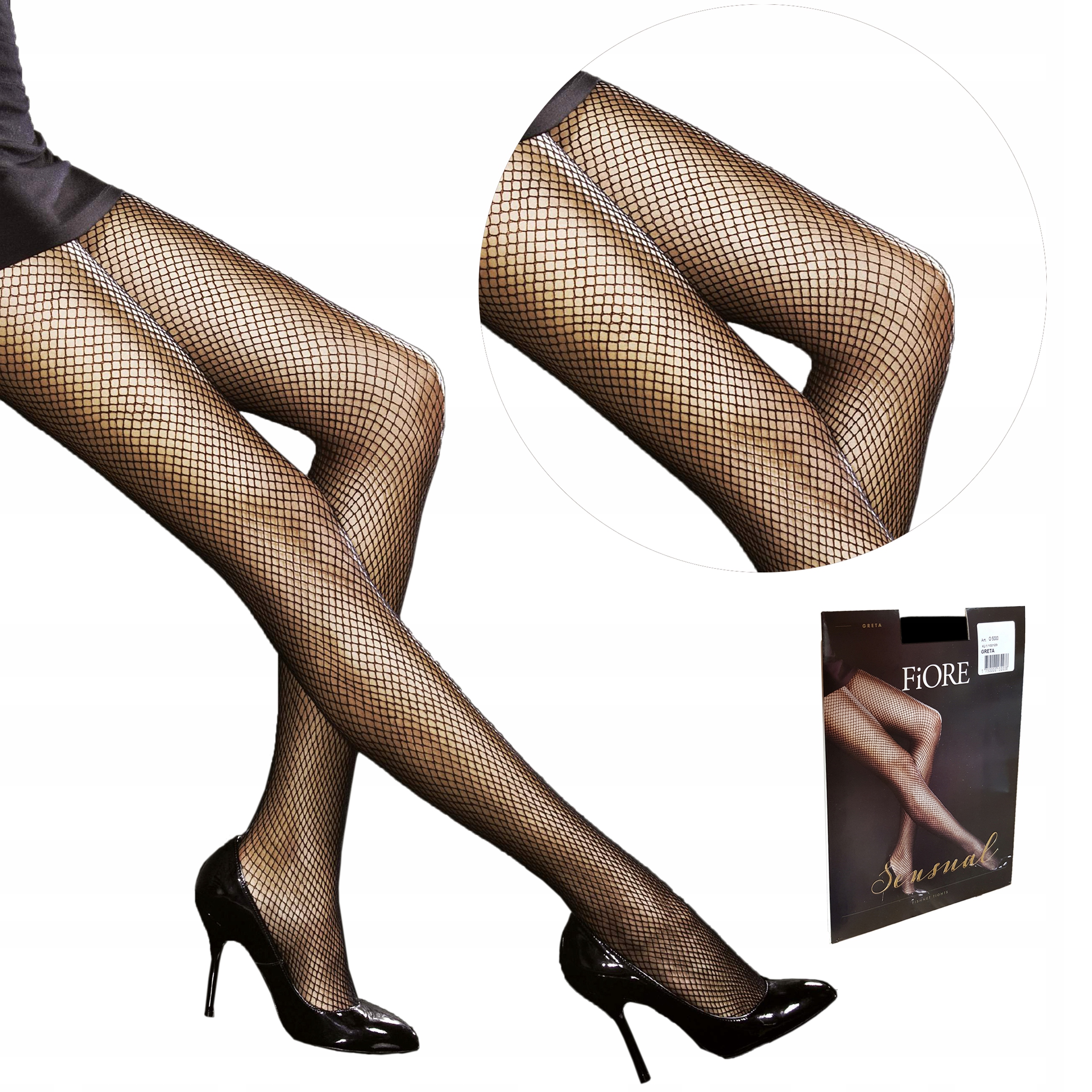 

Fiore Seksowne Rajstopy Kabaretki Greta Black 4-L