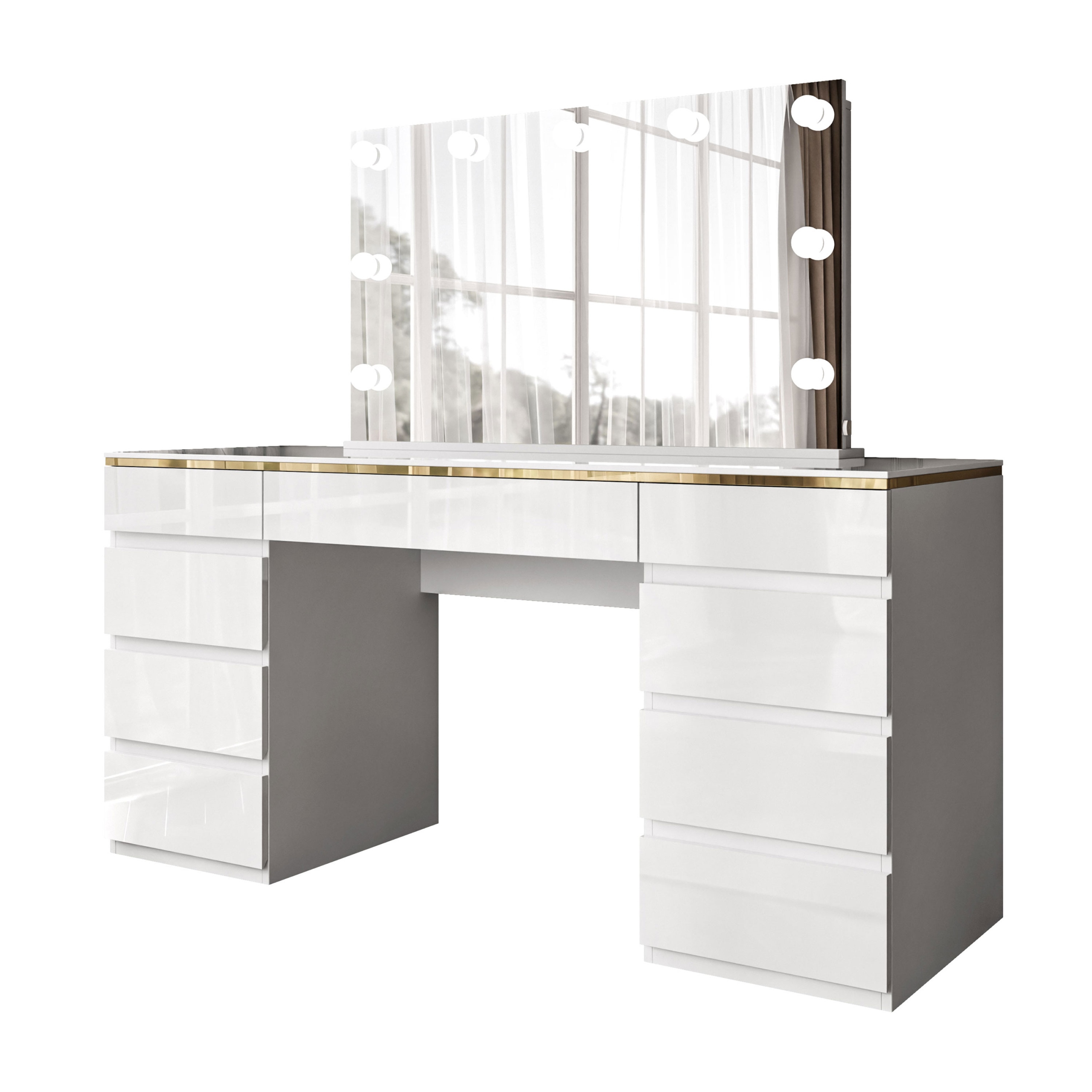 Toaletka AURORA DOUBLE GOLD biały połysk