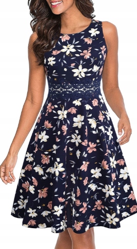 

Elegancka Boho Sukienka Vintage Talia Koronkowa