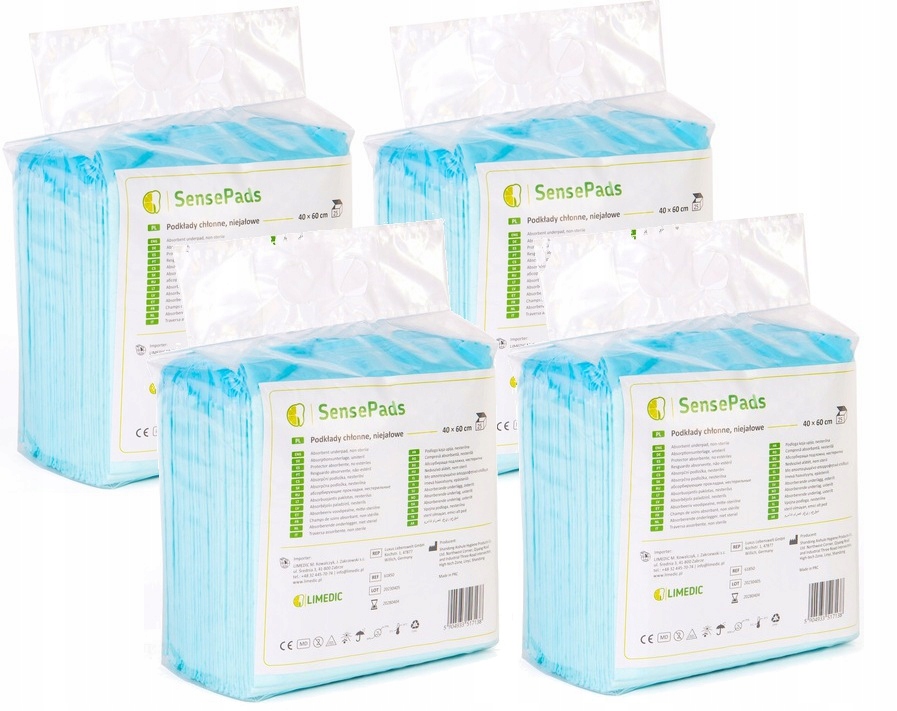 PODKŁADY CHŁONNE HIGIENICZNE MOCNE MATY 40X60 SENSEPADS 100SZT