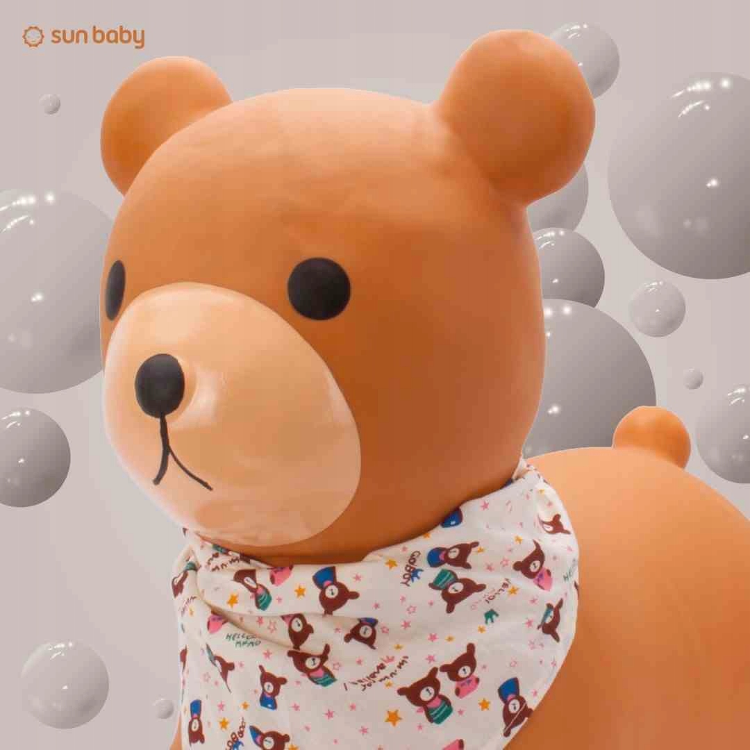 Skoczek gumowy dla dzieci TEDDY 52 cm brązowy z bandaną do skakania z pompk Płeć unisex