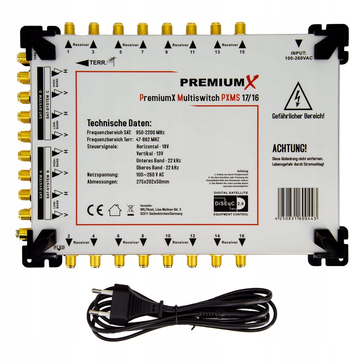 MULTISWITCH PREMIUMX PXMS 17/16 Z ZASILANIEM MULTISWITCH 4 SAT