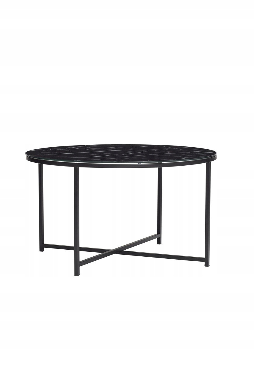 Kovový stolík Pond, imitácia mramoru, čierny, Hübsch