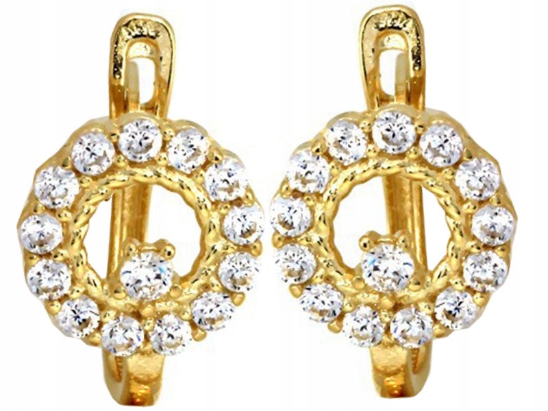 Zlaté náušnice pro dívku 585 kroužky se zirkony 1,28 g jako dárek