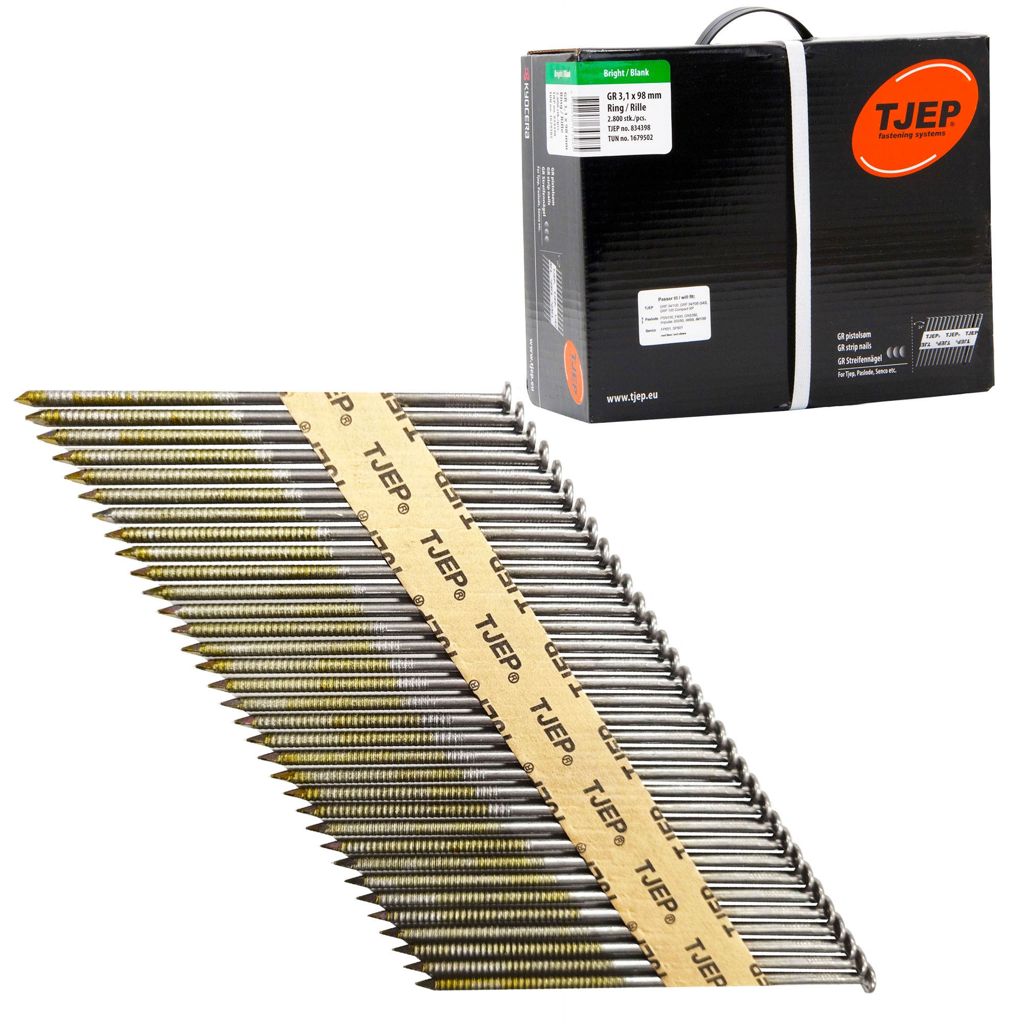 Hřebíky Spojené Papírem Tjep 3,1X98 Ring Černé