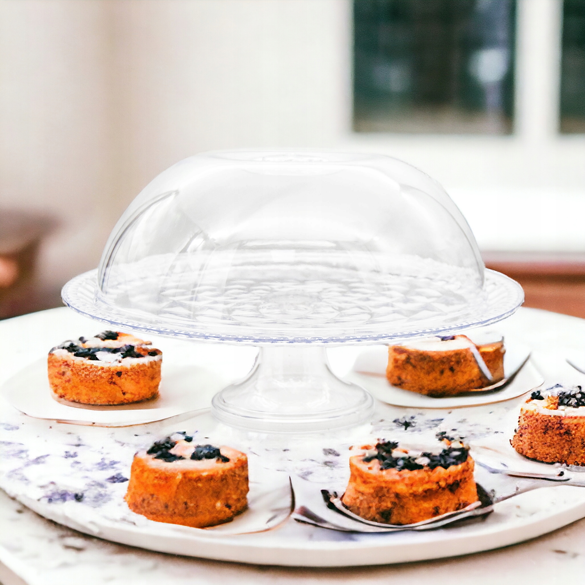 PATERA JEDNOPOZIOMOWA Z KLOSZEM 30CM NA CIASTO CIASTKA OWOCE TACA OSŁONKA Marka inna