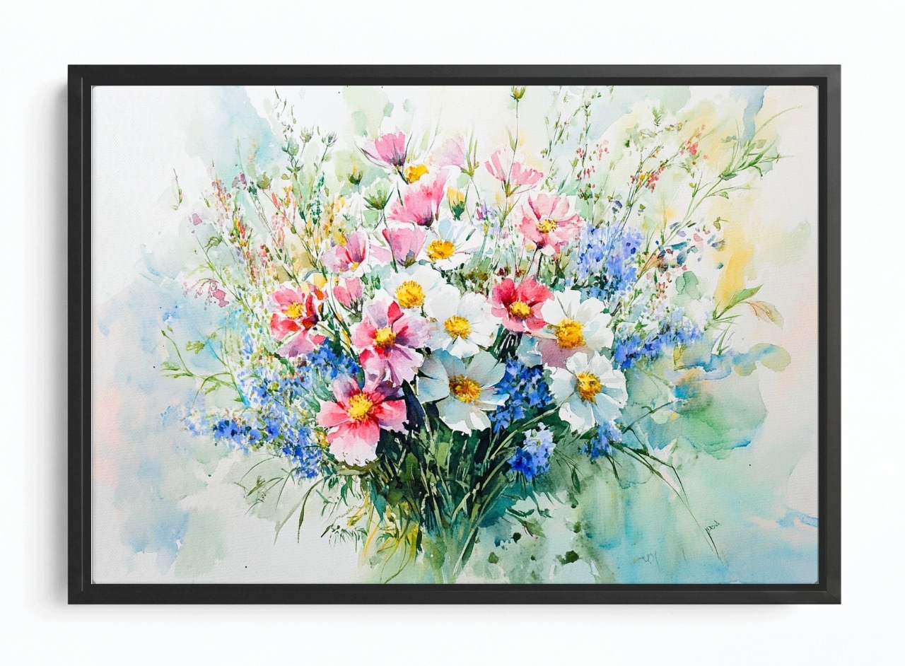 Obraz Rám Americký Box Polní Květiny Kytice Vázanka Příroda 60x40