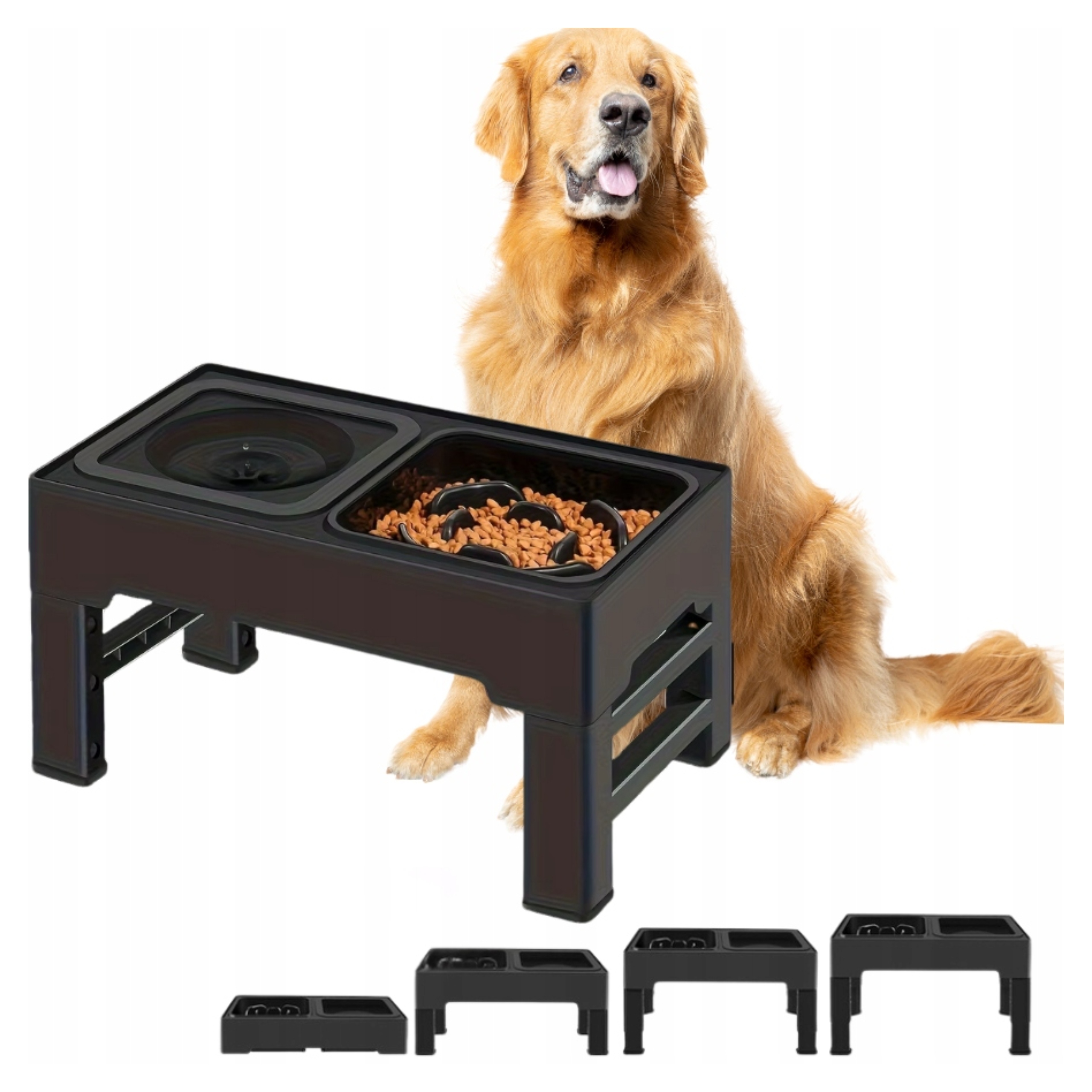 Levně Dvojitá Miska Misky S Nepřilnavou A Zpomalující Nádrží, Nastavitelná Výška