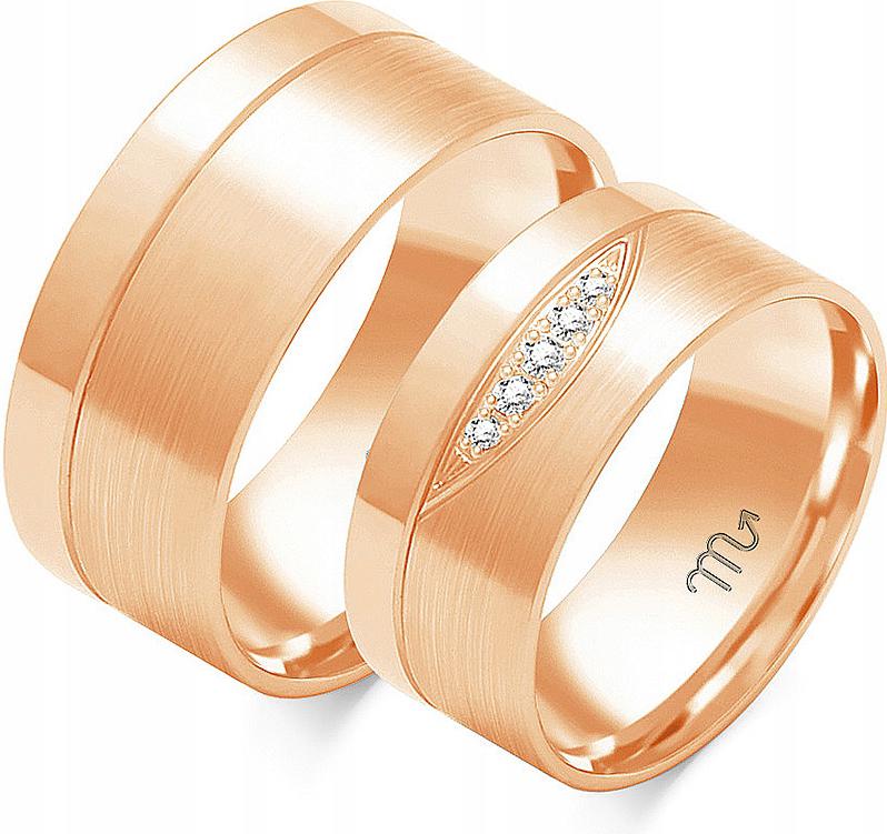 Prsteny z růžového zlata svatba 14K 585 vel. 8 9 10 moderní módní vzor