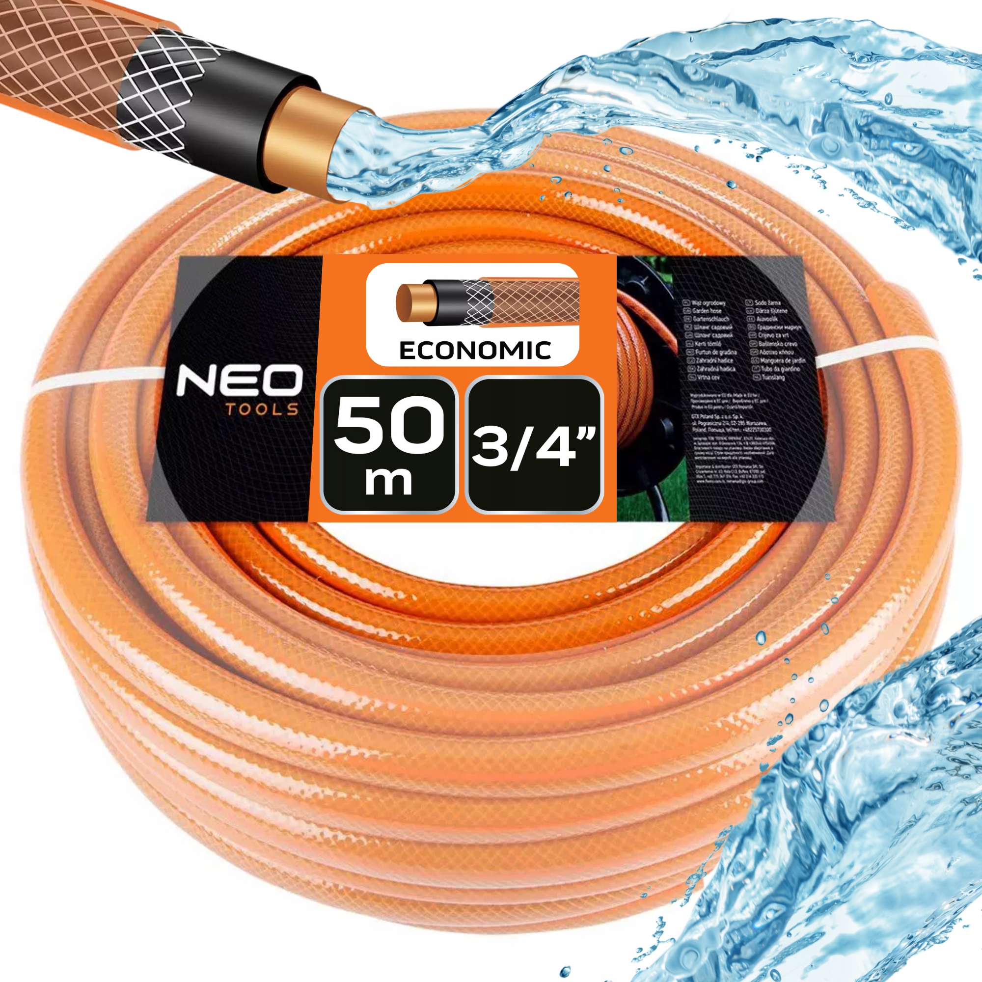 Neo Wąż Ogrodowy 3/4" x 50m 4 Warstwy Wytrzymały Odporny na Uv Elastyczny