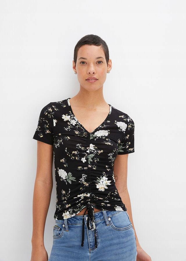 BLUZKA ZE ŚCIĄGACZEM KWIATY__48/50