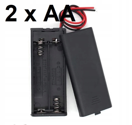Koszyk pojemnik na baterie 2 x AA R6 z włącznikiem Producent inny