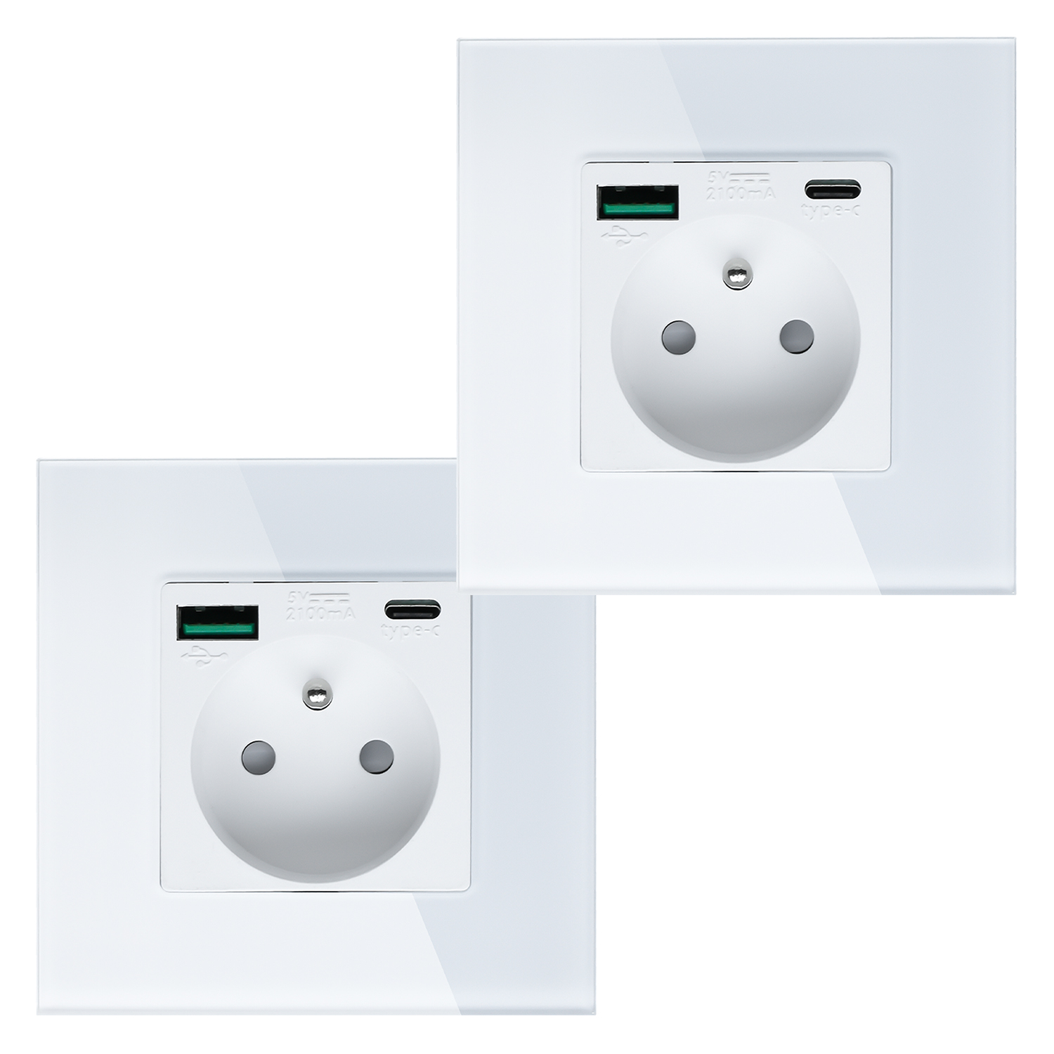 2x Elektrická Zásuvka Nástěnný Kontakt S Vestavěnou Nabíječkou Usb Zásuvka