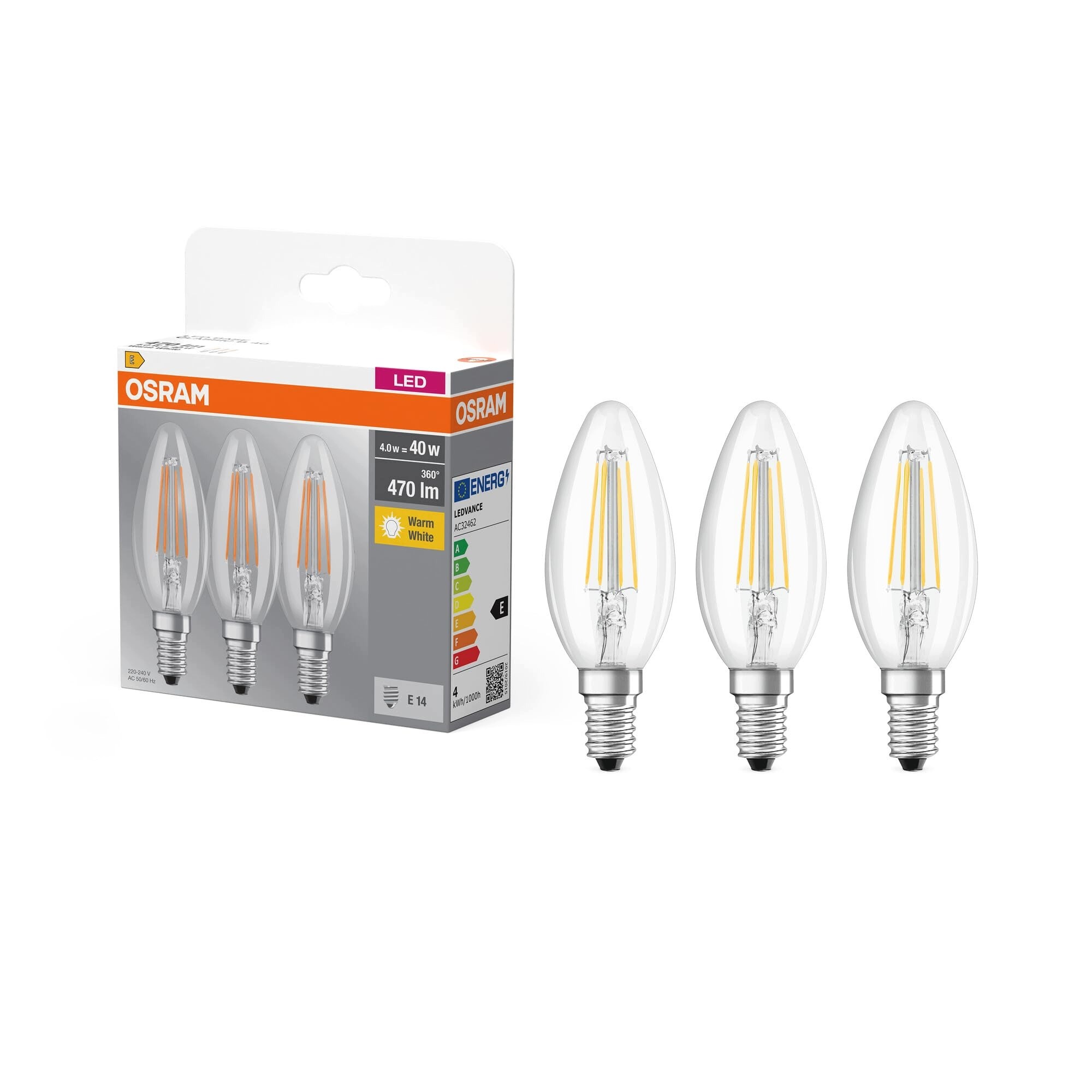 Lampa Led Trzonek E14 Ciepły Biały 2700 K 4 W Przezroczysta Led Base