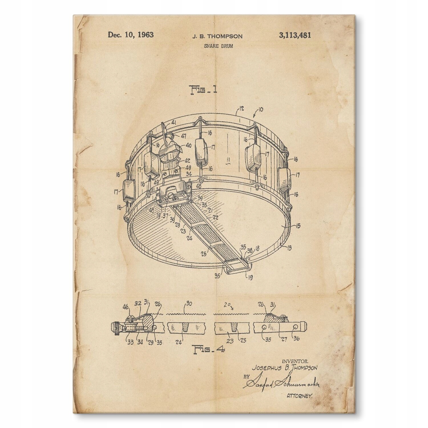 Kovový plakát Snare Drum Retro Szyld Plech 30 x 42 cm Dárek