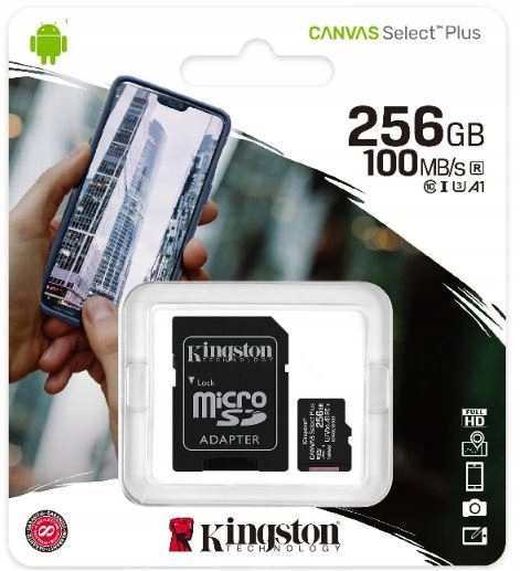 Paměťová karta Micro Sd 256 Gb Kingston SDCS2 C10 V10 A1 100Mb/s Adaptér