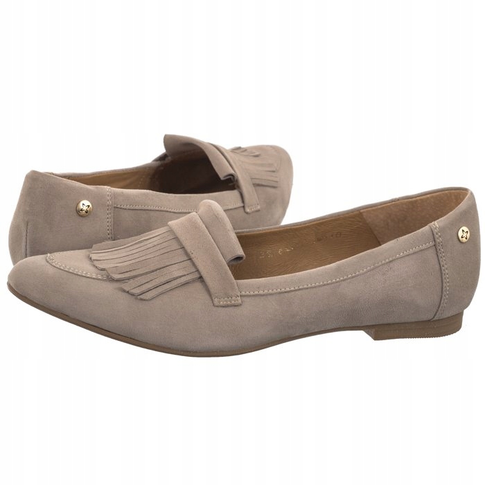 Polobotky Mokasíny Semišové Dámské Maciejka Béžové 06440-04