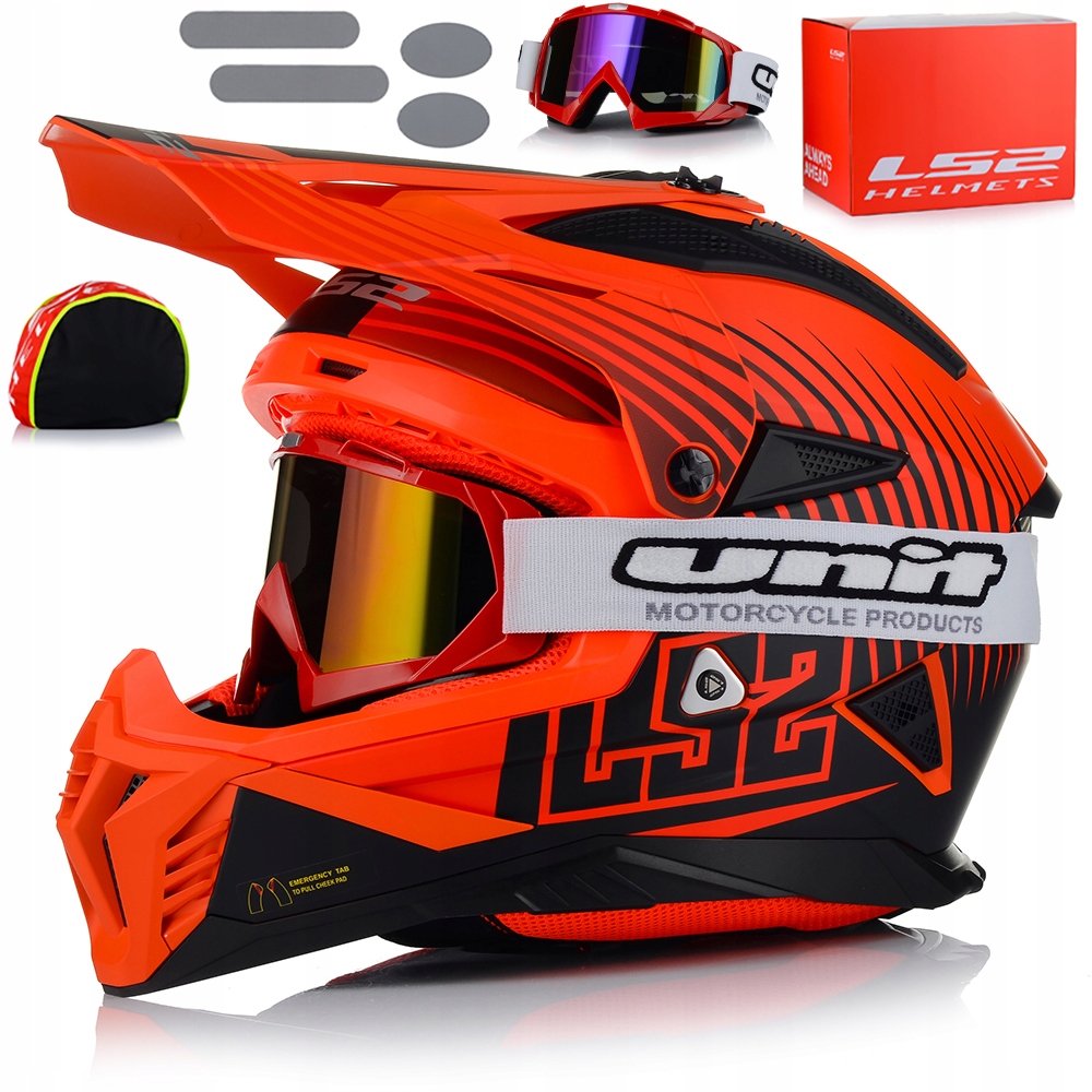Motocyklová Prilba LS2 MX708 Fast II Duck Fluo Ľahká Enduro Cross Atv Okuliare