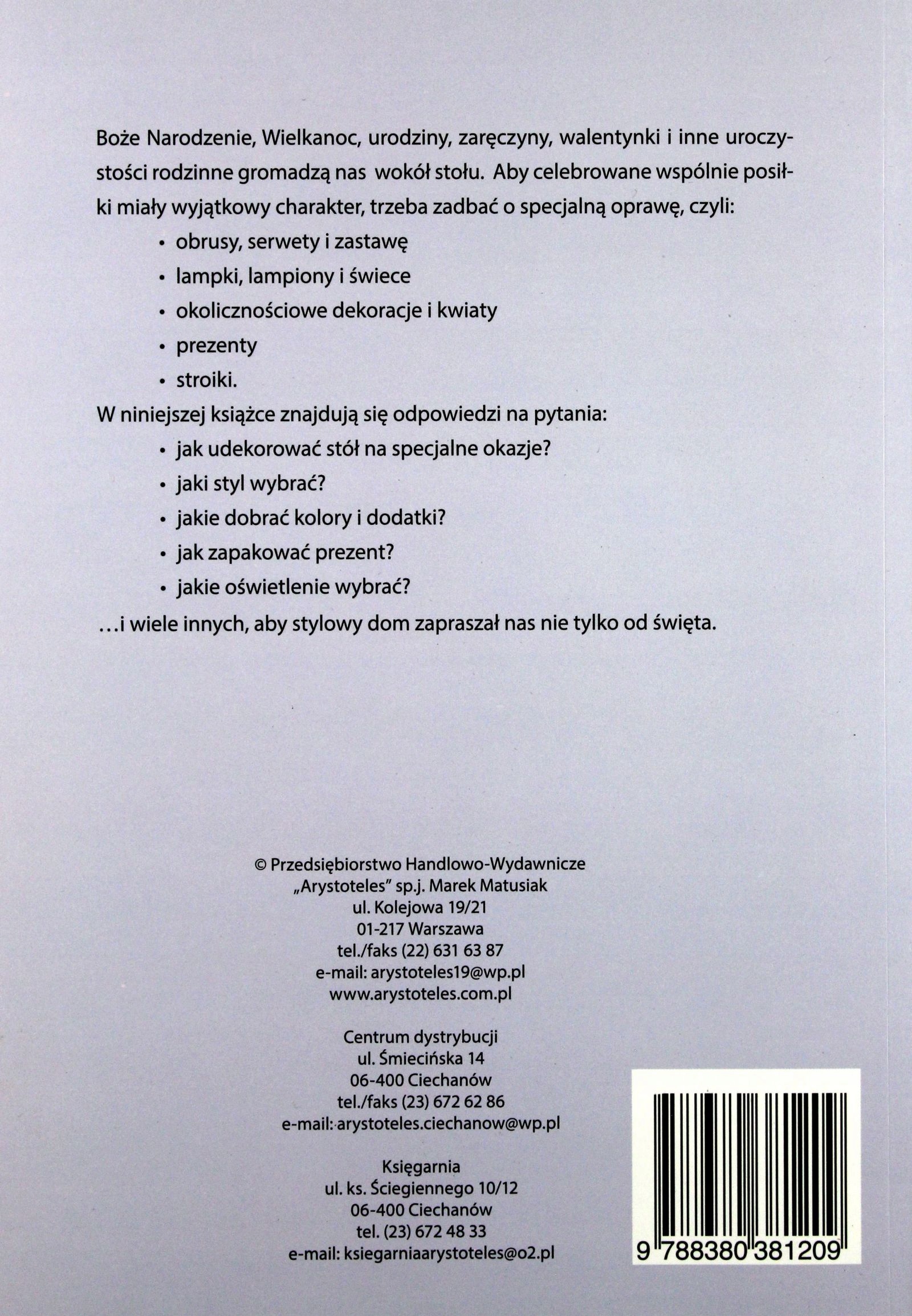 DEKORACJE STOŁÓW, OZDOBY ŚWIĄTECZNE [KSIĄŻKA] Stan opakowania oryginalne