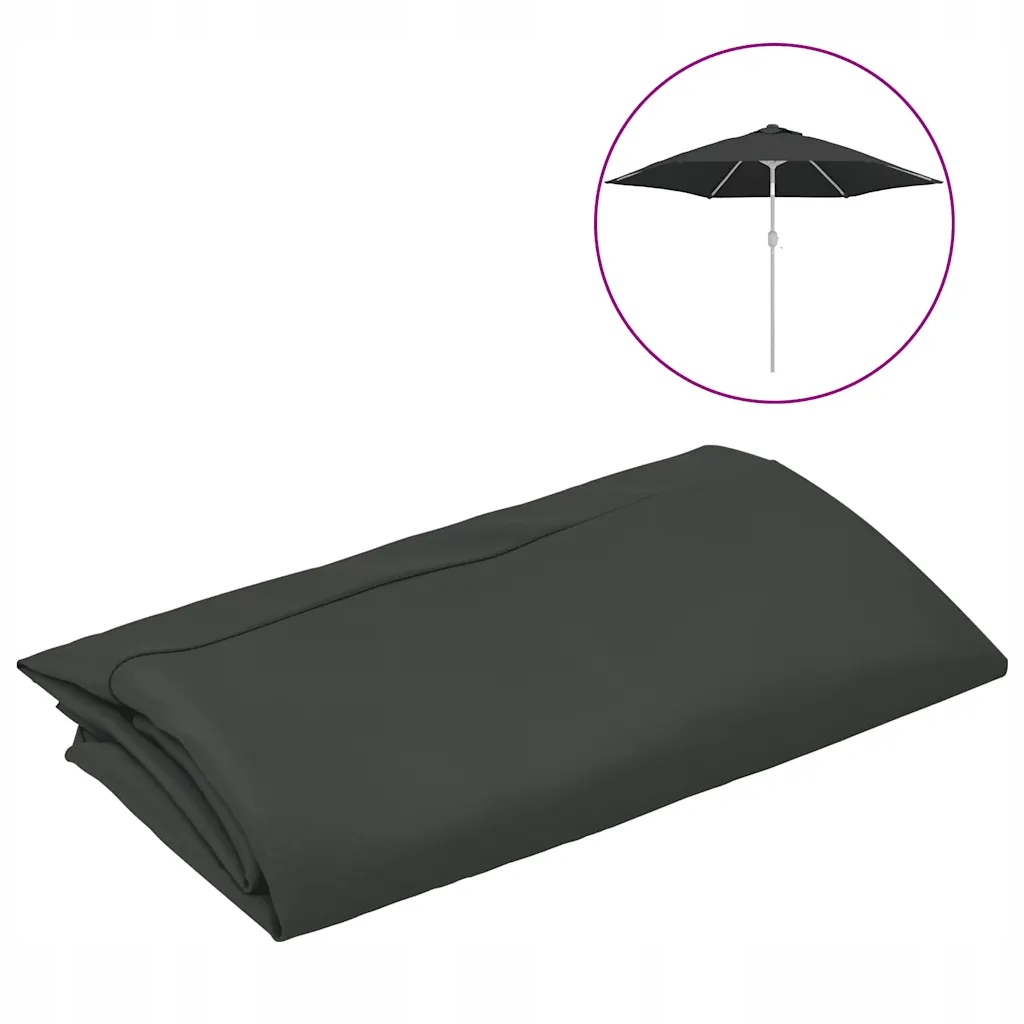 Náhradní potah na zahradní slunečník, antracit, polyester, 300 cm, 6 žeber