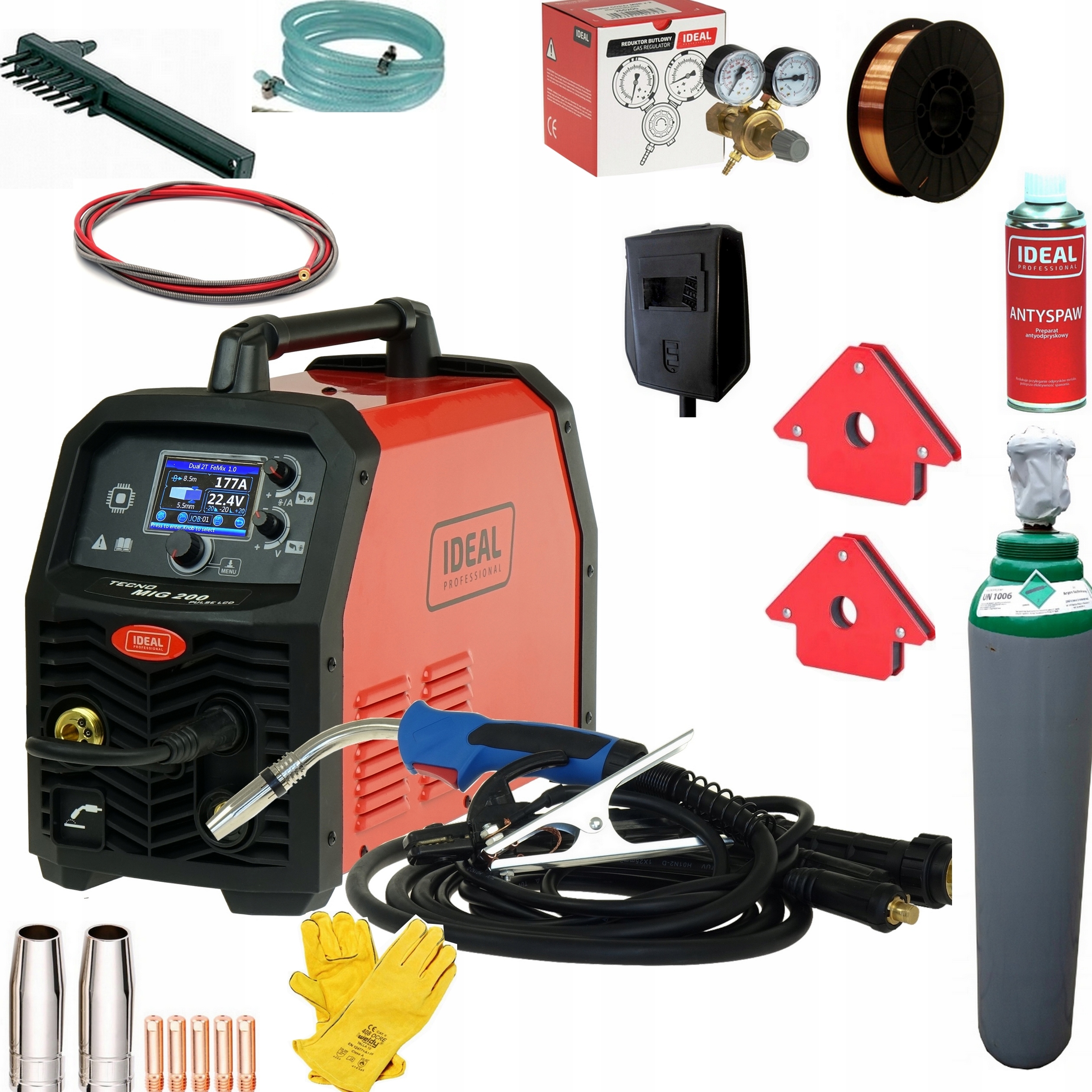 Spawarka Migomat Tecnomig 200 Pulse 4x4 LCD Zestaw
