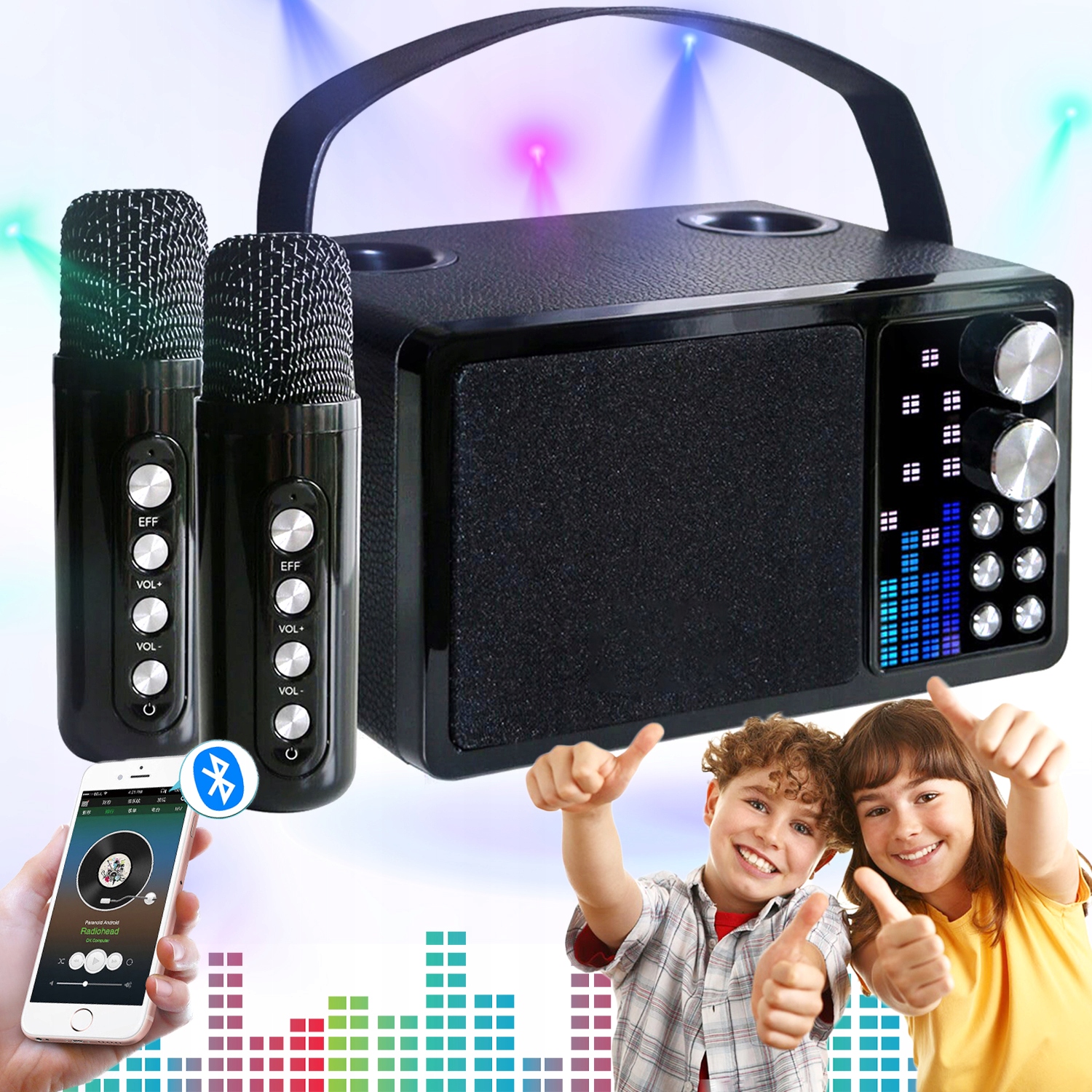 Karaoke Bezdrátový Bluetooth Reproduktorový Mikrofon Pro Děti 2 Mikrofony