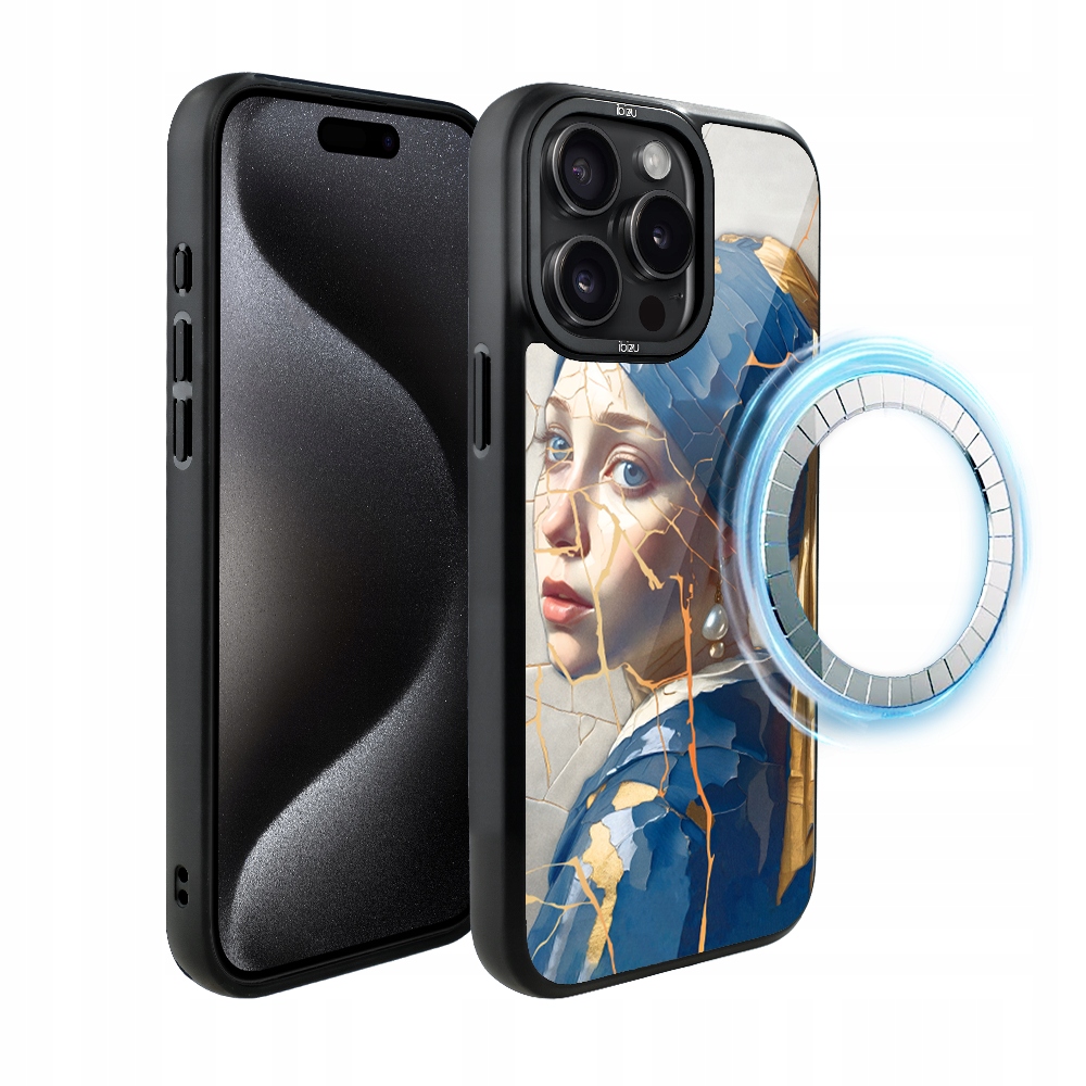 Pouzdro pro iPhone 15 Pro Max Ibizu DropGuard Matt s MagSafe, žena s perlou