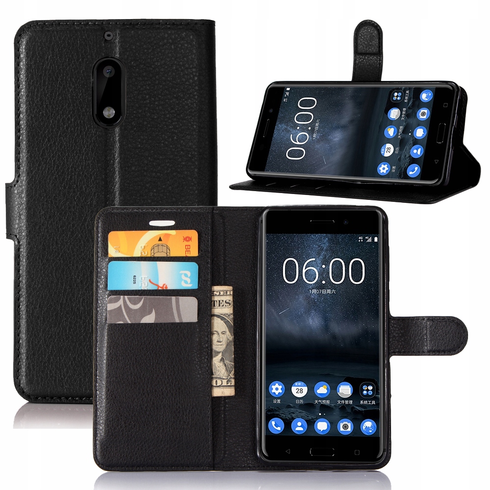 

Etui Portfel Litchi, Pokrowiec Do Nokia 6