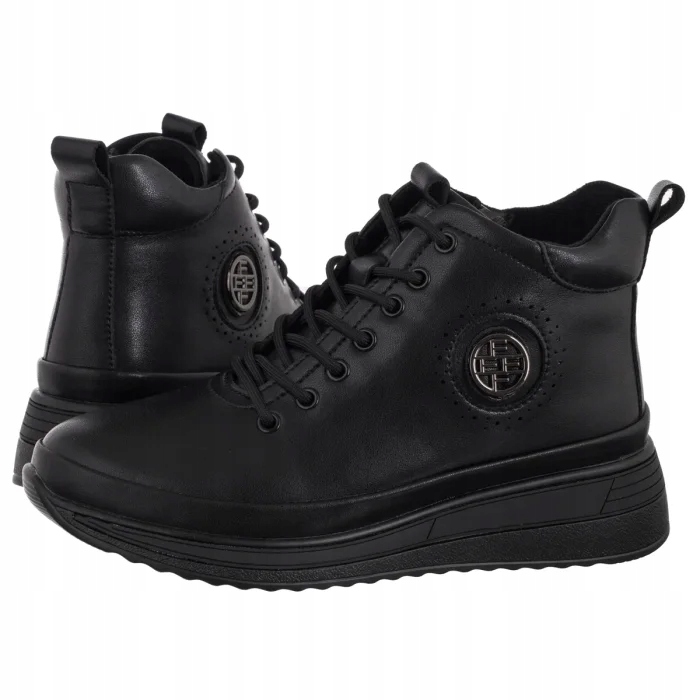 Dámské kožené Kotníkové Boty na platformě Filippo černé DBT4215 Black