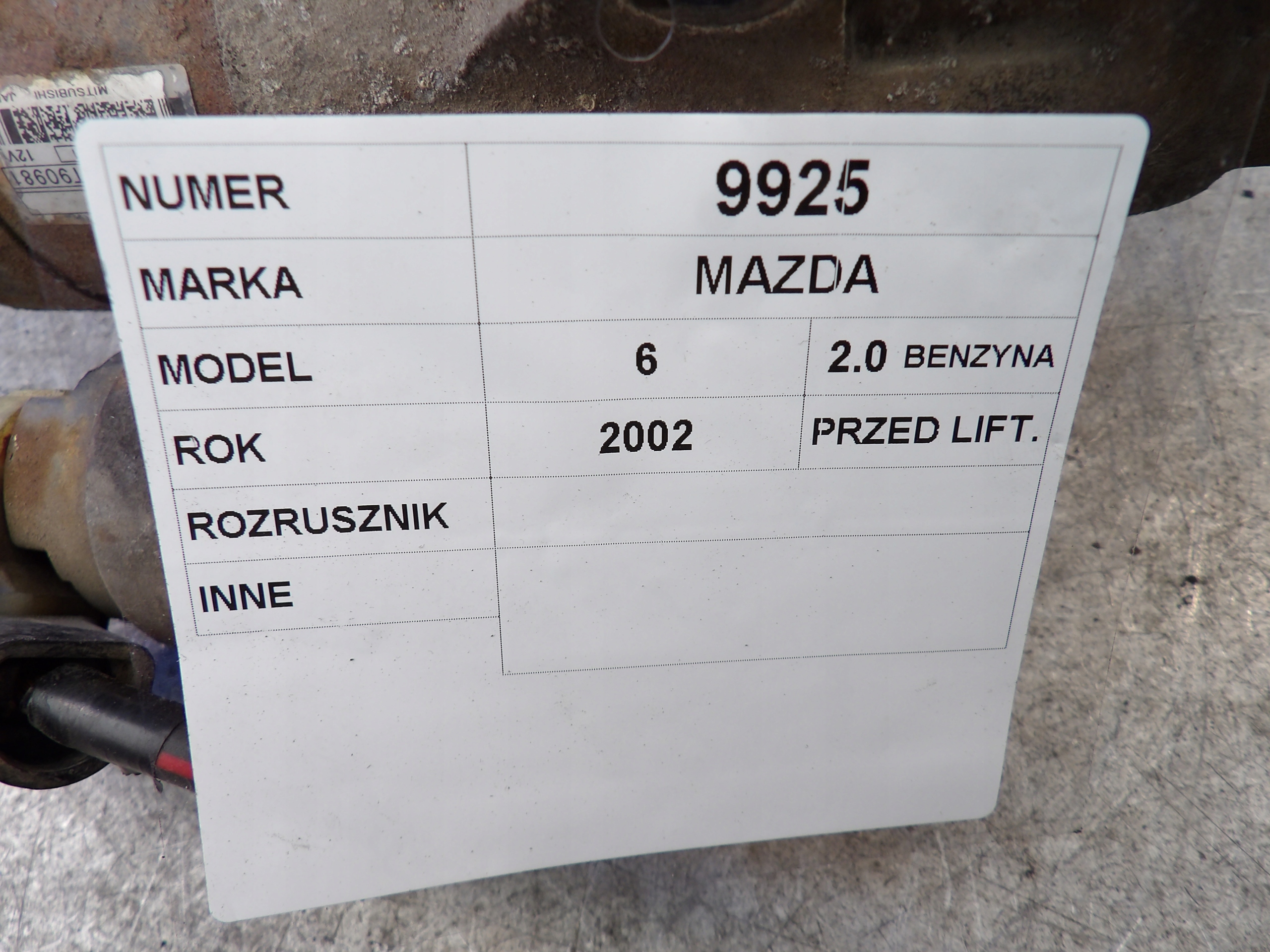Mazda 6 starter M000T90981 L813