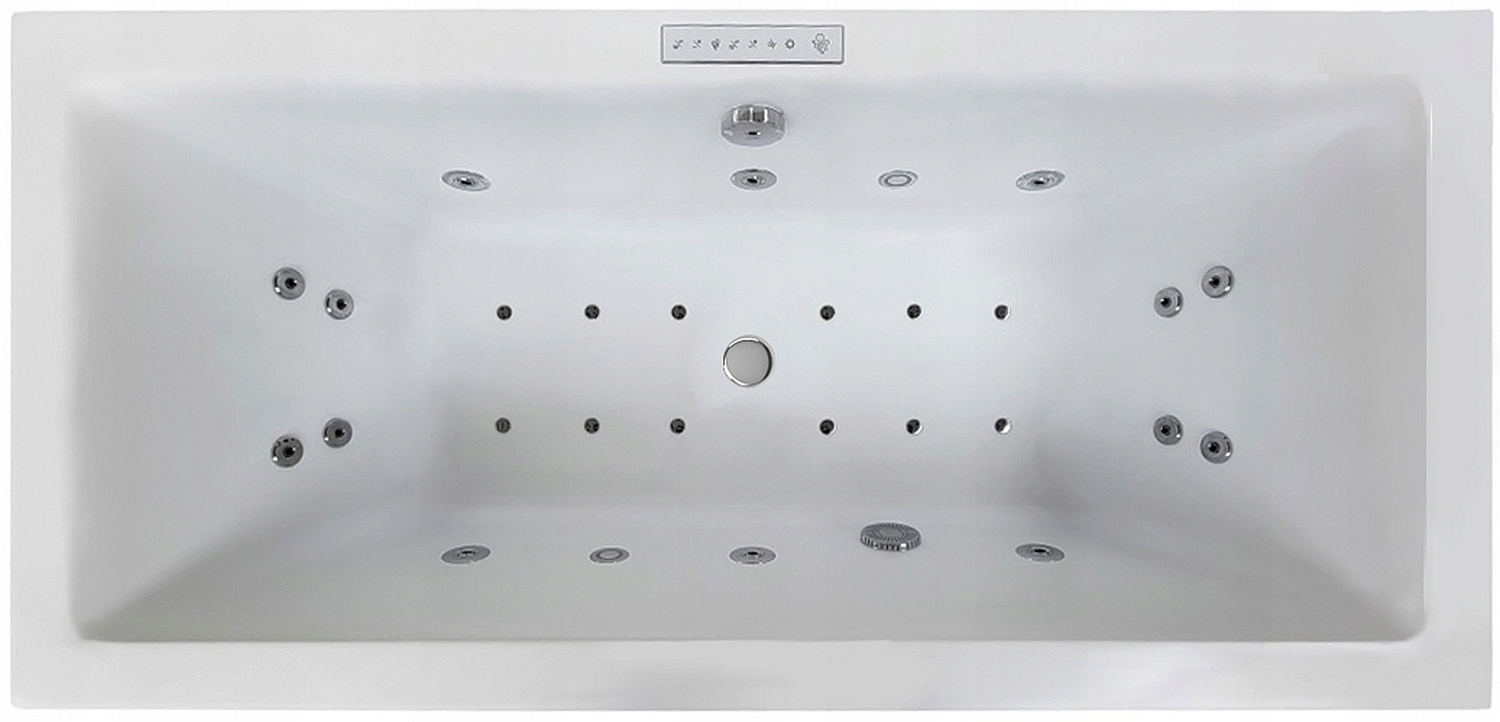 Malá, malá obdélníková nástěnná vana pro 2 osoby s hydromasáží 170x75