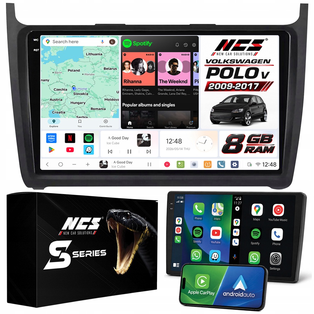 Rádio Navigace Ncs DS9 Volkswagen Polo V 2009-2017 Android 8GB Lte 9″