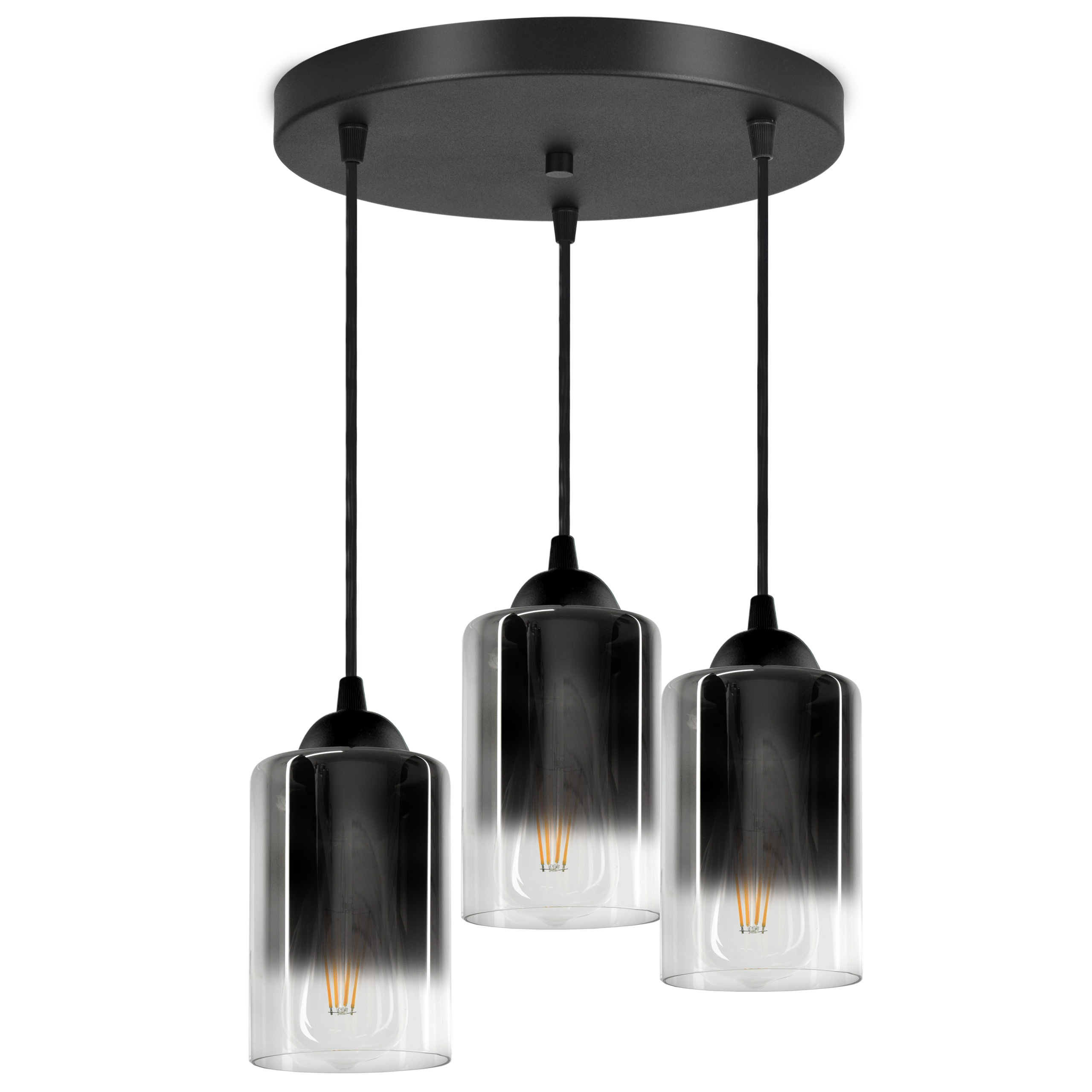 

Lampa Wisząca Trzy Tuby Grafitowe Transparentne