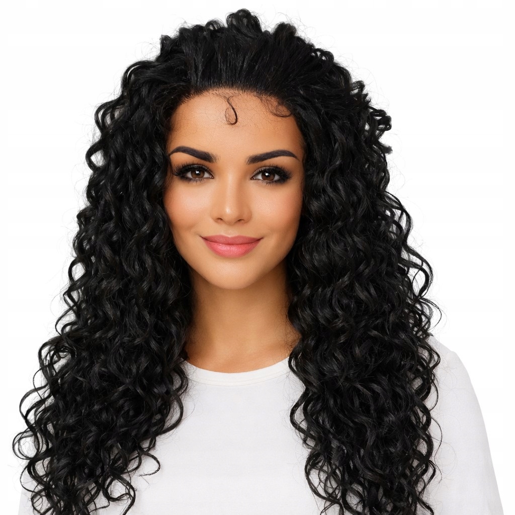 Peruka długa na mikroskórze afroloki bez grzywki , czarne włosy-Margaritta