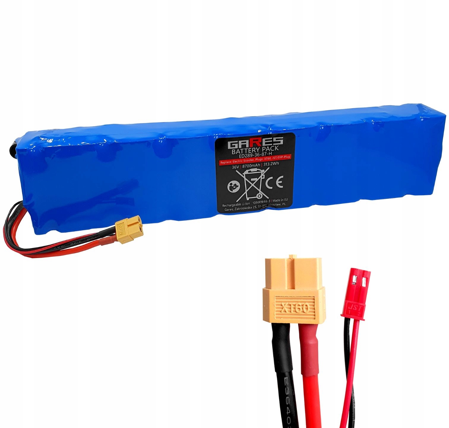 Baterie Akumulátor Univerzální konektor koloběžky XT60 Jst-sm 36V 8,7Ah 8700 mAh