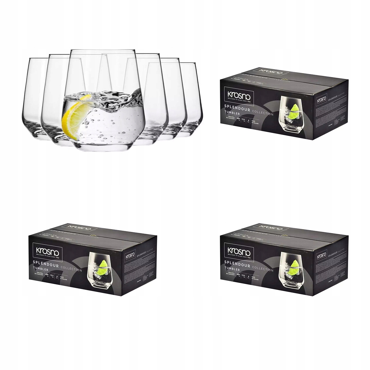 Poháre na nápoje, vodu, džús Krosno Splendour 400ml 24ks