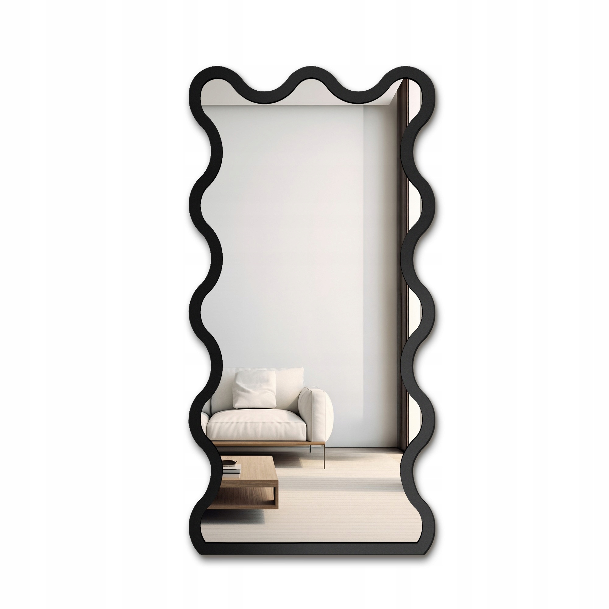 Zrcadlo vlnité Blobs Twist v černém rámu Mdf 100x200 nástěnné