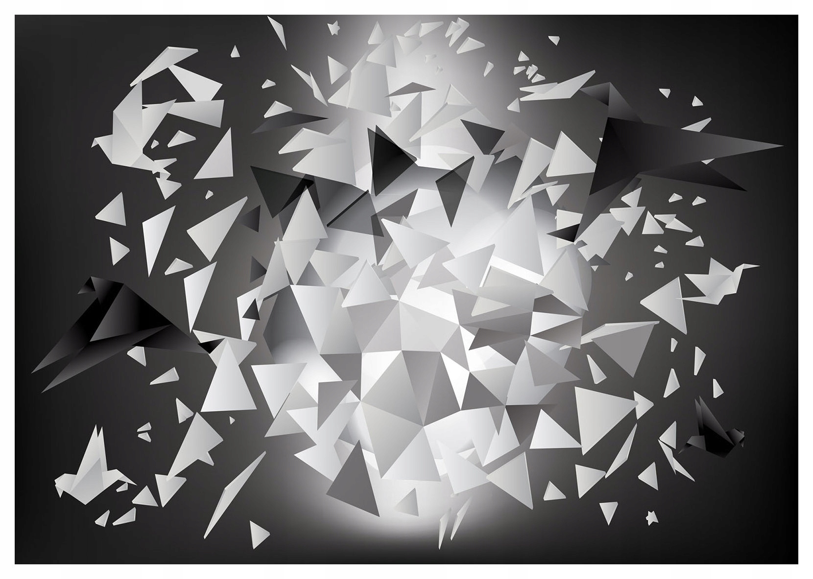 Vliesová fototapeta Geometrické 3D trojuholníky šedo-čierna 416x254 lepidlo