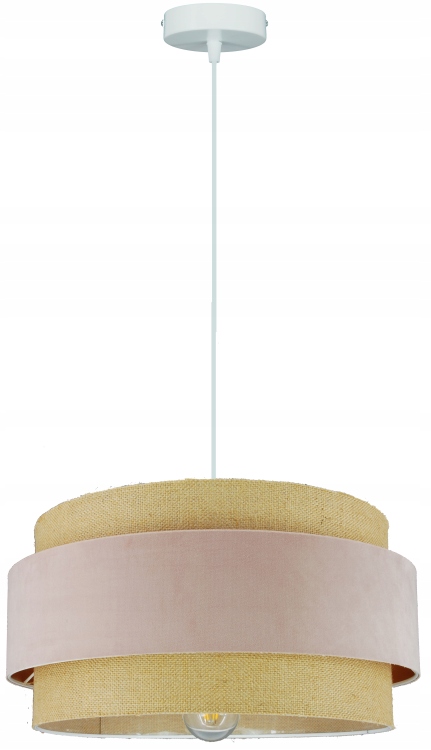 Moderní závěsná lampa Boho Duo Juta s jasně růžovým velurem