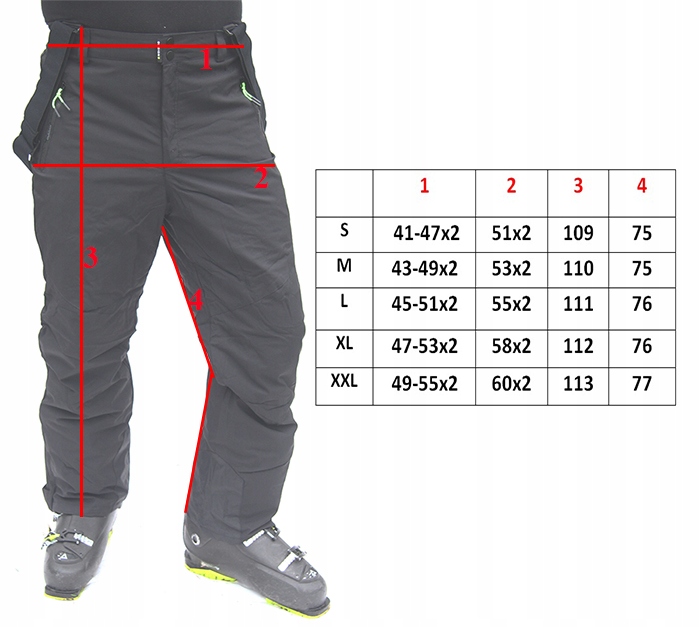 MĘSKIE SPODNIE NARCIARSKIE ZIMOWE SNOWBOARD XXL Linia plus size (duże rozmiary)