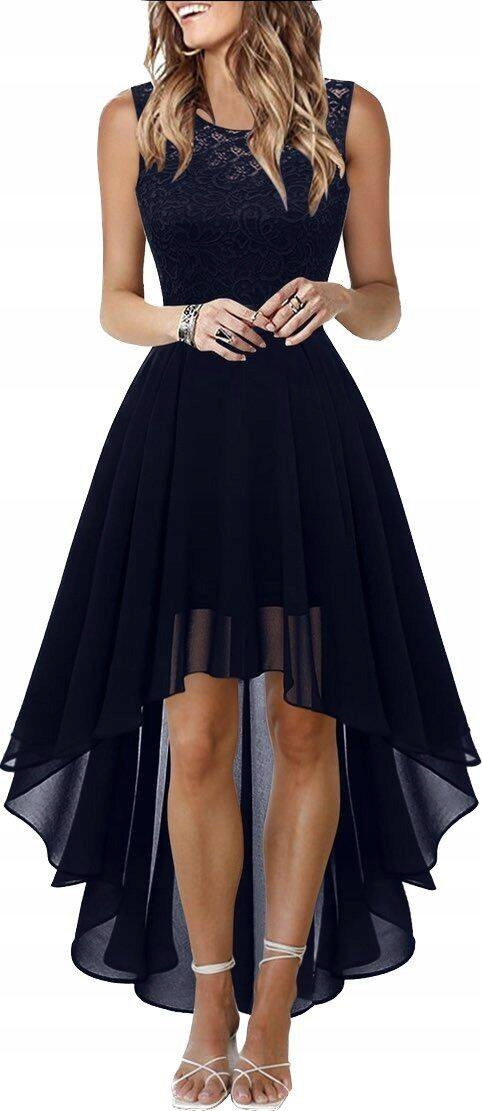 ELEGANCKA ŚLICZNA SUKIENKA ASYMETRYCZNA WESELE BAL Szerokość w ramionach 1 cm