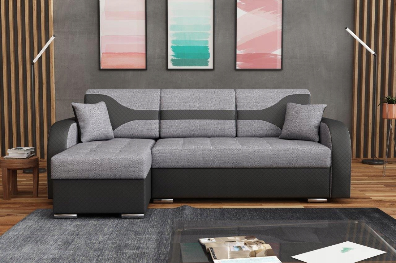 NAROŻNIK nowoczesny 230x140 2x pojemnik spanie Szerokość mebla 230 cm