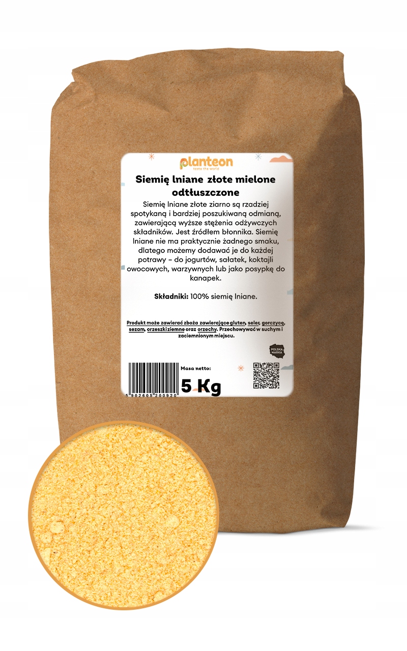 Levně Lněné semínko zlaté mleté odtučněné 5 kg zlatý len prášek