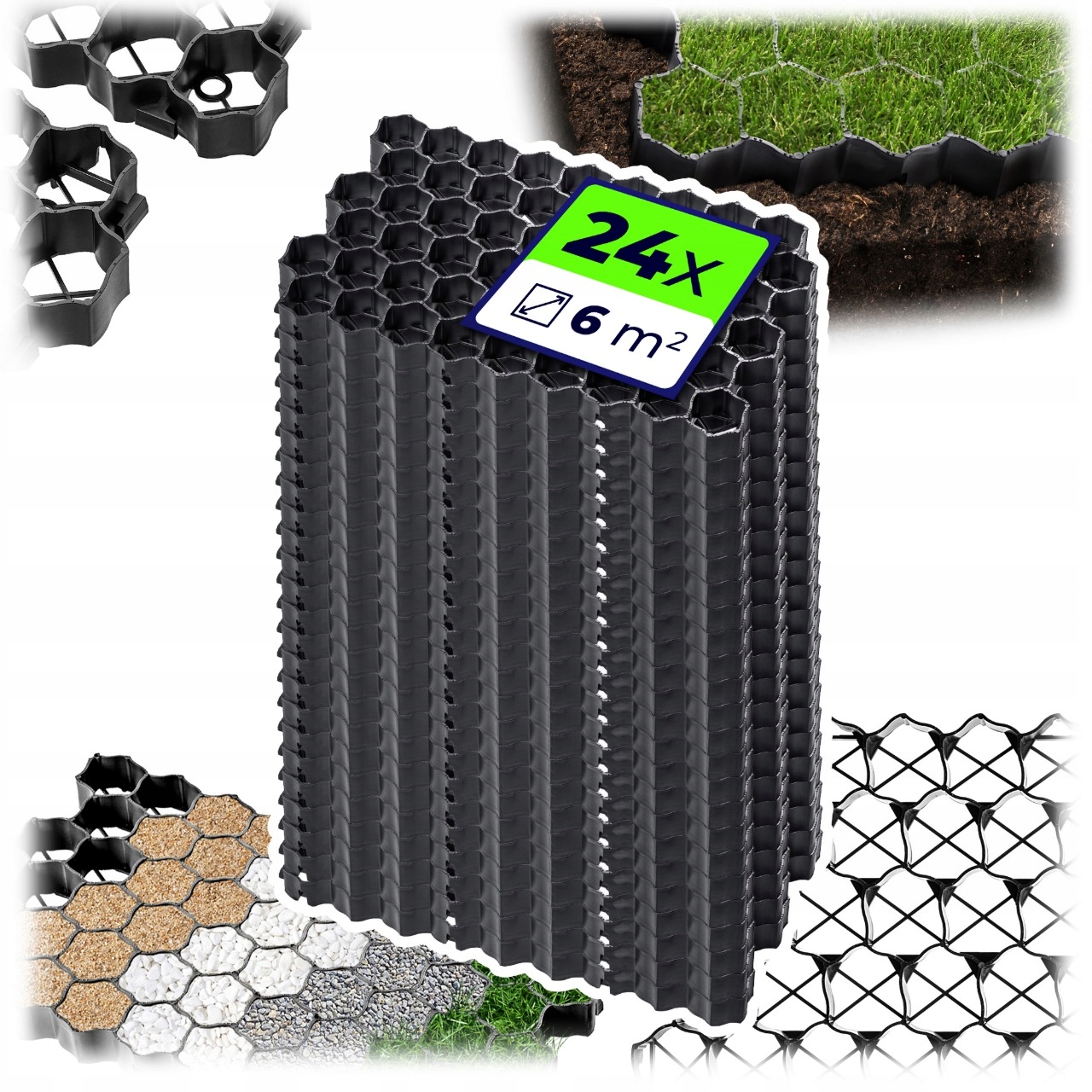 Geokrata Parkovacia Mriežka Travniková 60x40x4 cm 24ks Záhradná 590 TON/m2