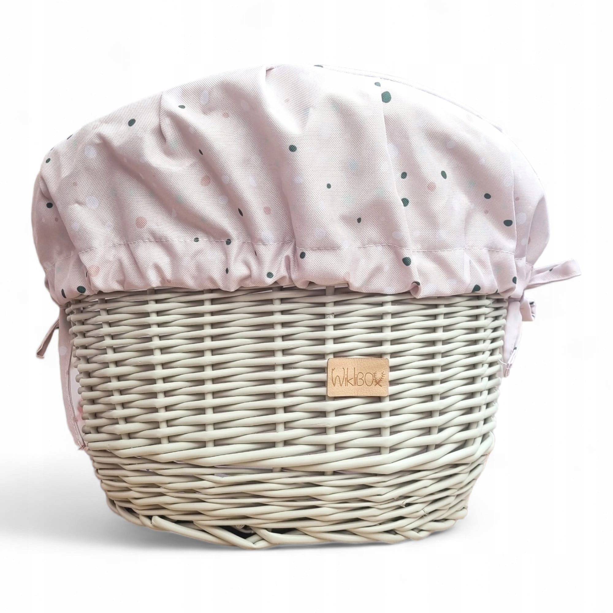 Koszyk na Rower Wiklinowy na Haki z Wkładem Wodoodporny WikliBox - OLIWKOWY Model Koszyk na Rower Wiklinowy na Haki OLIWKOWY