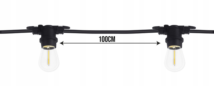 GIRLANDA ZEWNETRZNA 20M + 20 ŻARÓWEK LED FILAMENT 1W Liczba punktów światła 21 - 30