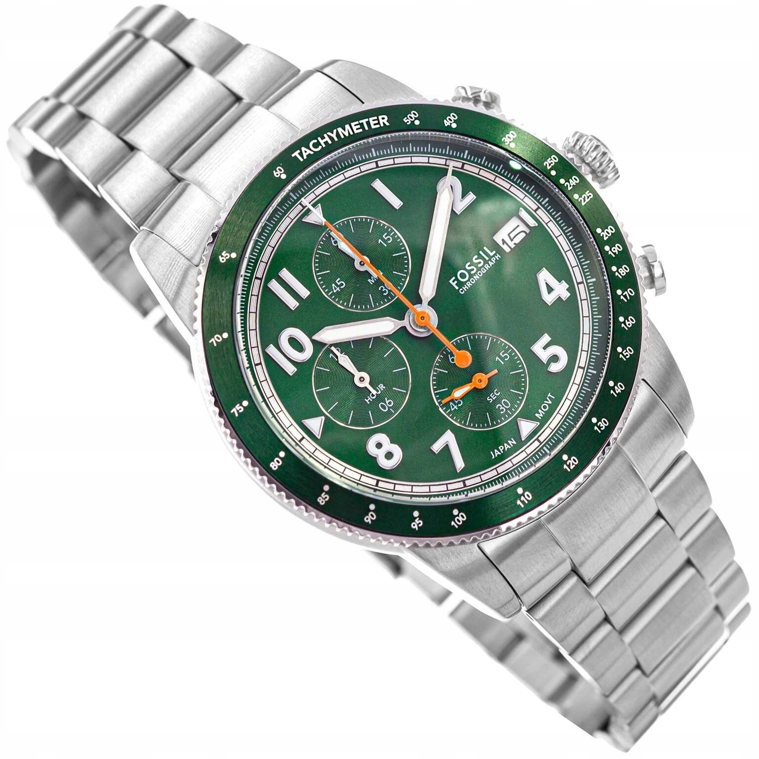 Pánské Hodinky Fossil Sport Tourer Chronograph FS6048 Stříbrné Na Náramku