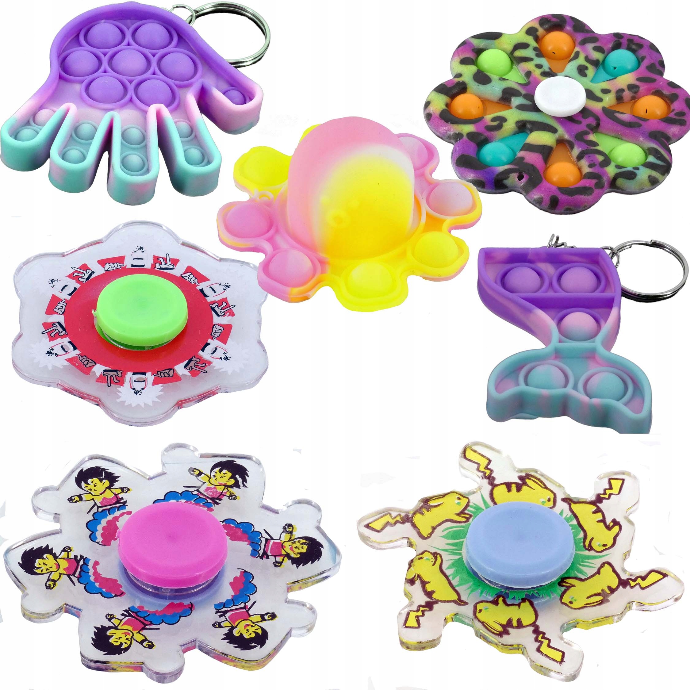 

7x Pop It Fidget Anime Push Bubble Dimple Spiner