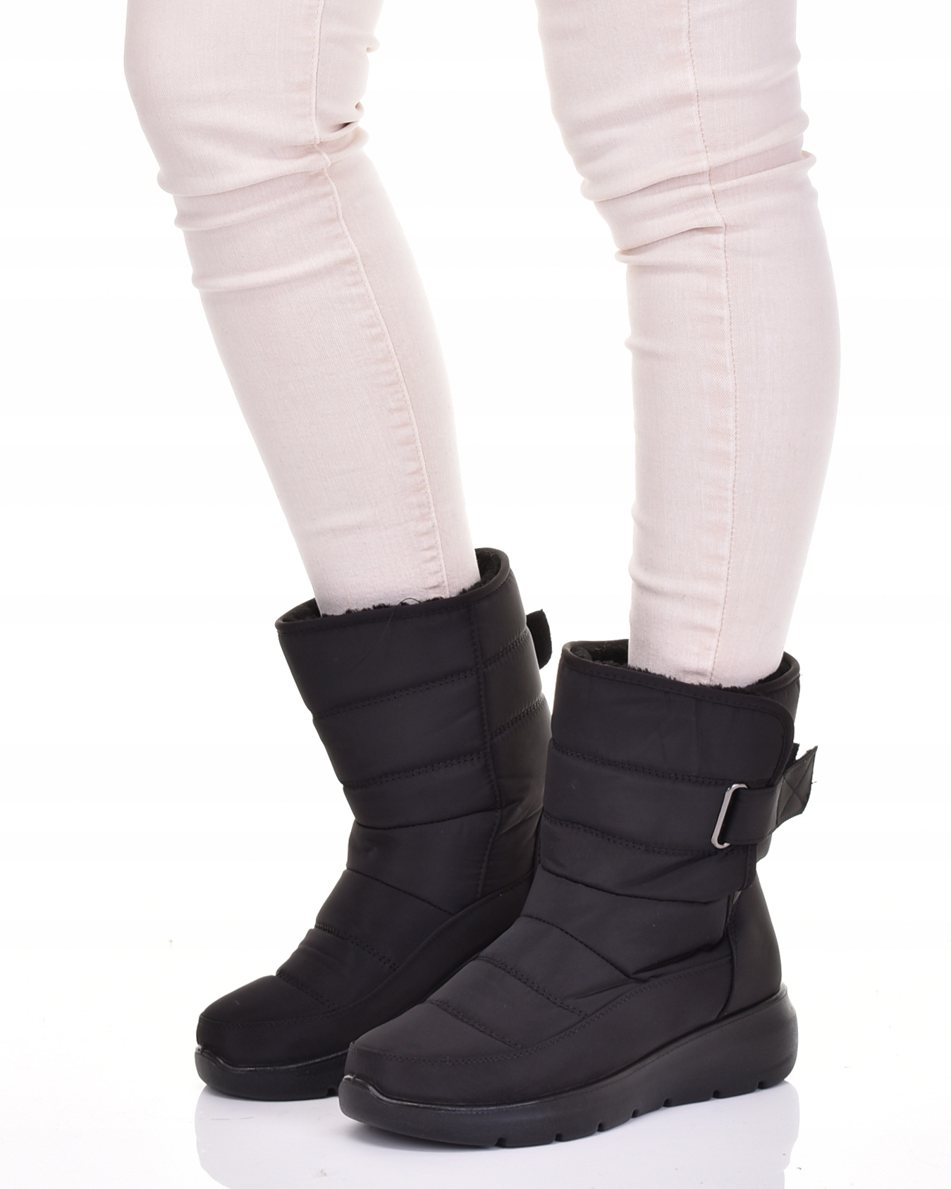 BARDZO CIEPŁE ŚNIEGOWCE DAMSKIE BUTY ZIMOWE Z FUTERKIEM WSUWANE NA RZEP Rozmiar 40