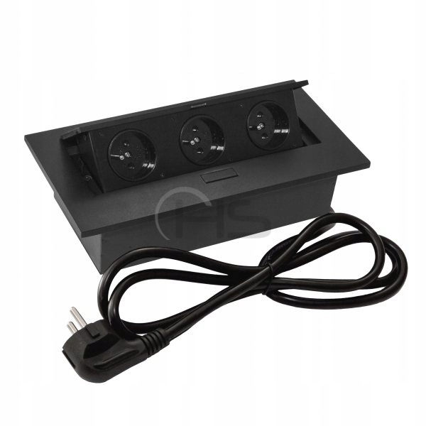 

Gniazdo wpuszczane chowane w blat Czarne nablatowe